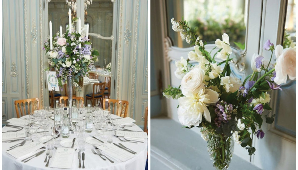 Details of the flowers at the reception at the Savile Club
