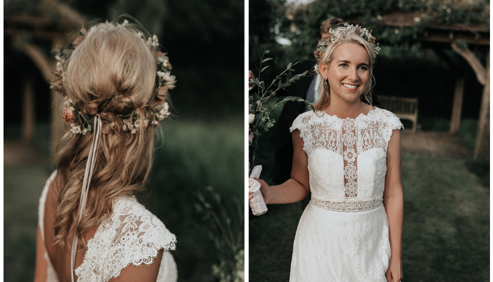 Closeups of Harriet's hair and makeup.