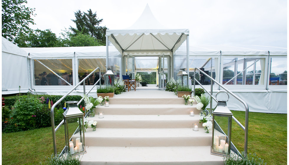 The marquee entrance where Min and Duncan's reception was held.