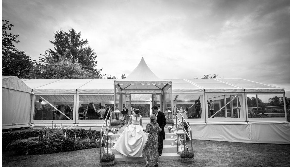 Min and Duncan's marquee in the garden. 