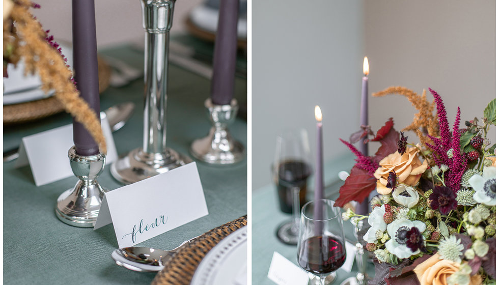 Table details of the flowers and place name holders.