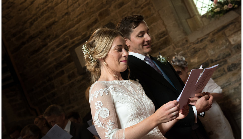 The bride and groom in the Church.