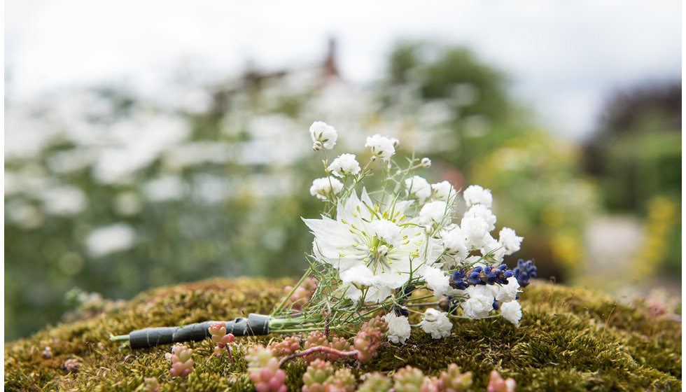 Beautiful buttonholes made by the bride.