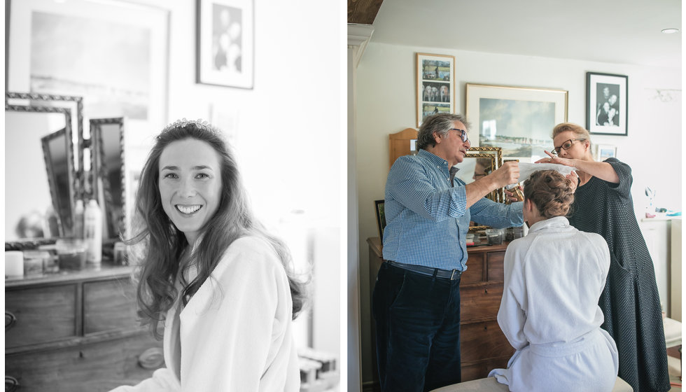 Tania having her hair and make up done on the morning of her wedding.