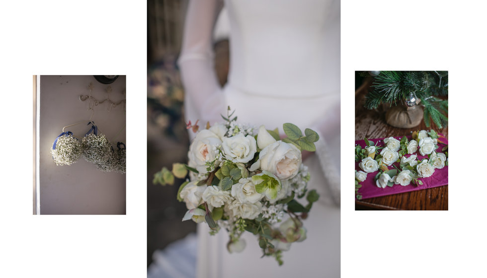 The flower details at the wedding.