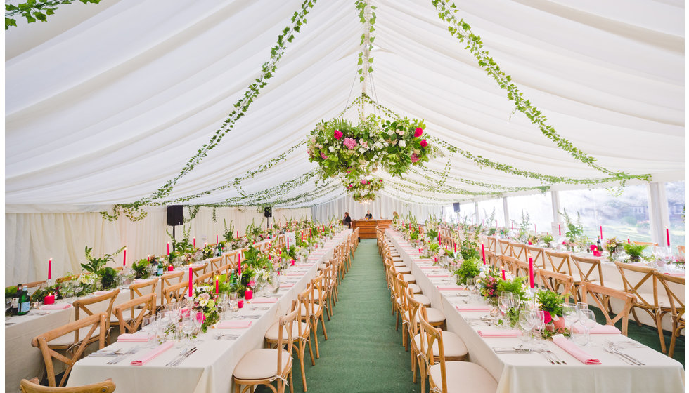 The marquee with all it's decoration.