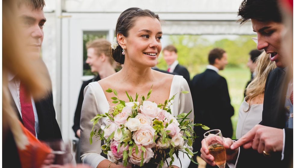 The bride with her bouquet.