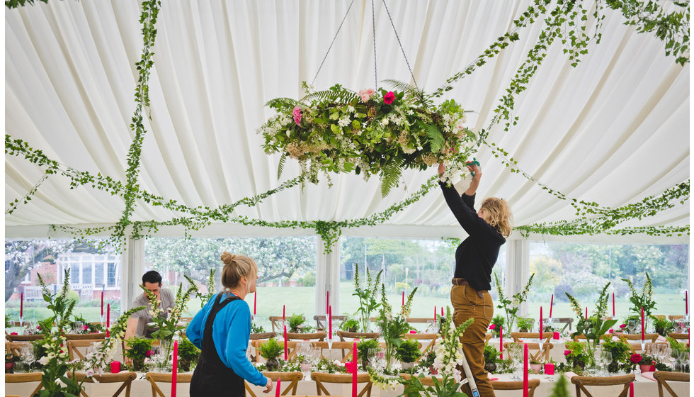 Catherine Coombes doing the floral display.