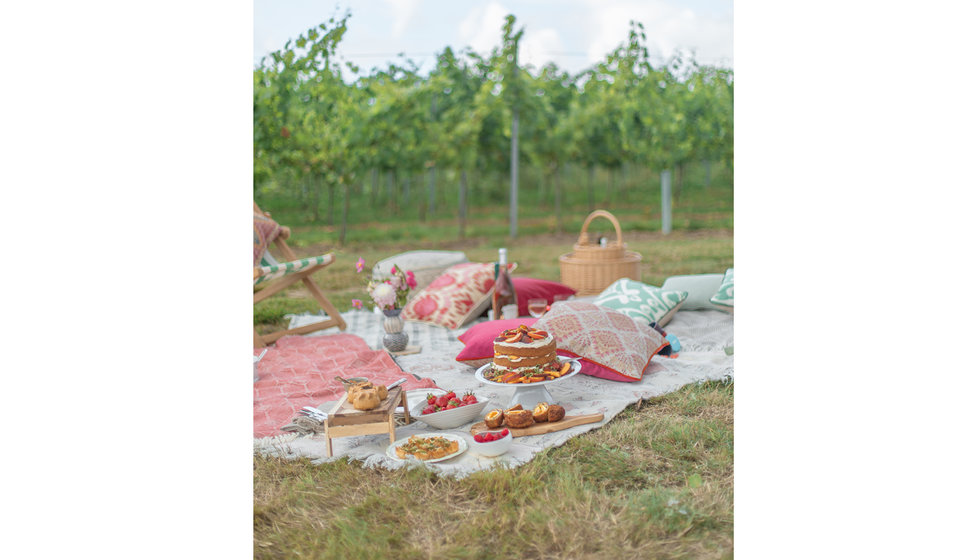 A colourful picnic scene.