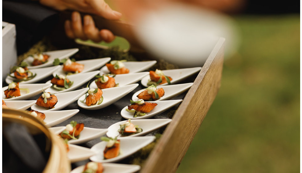 Canapés at the wedding.