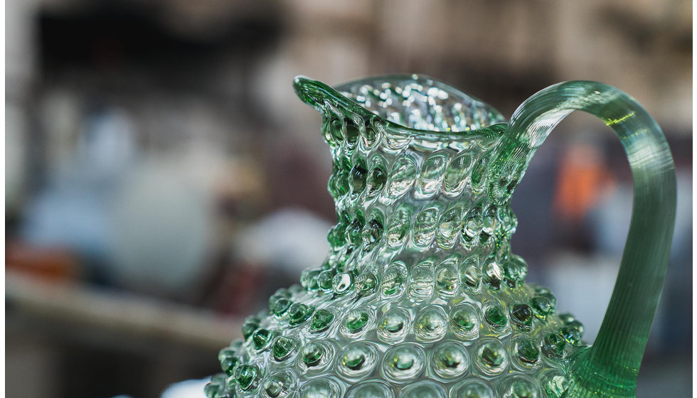 Green hobnail jug.