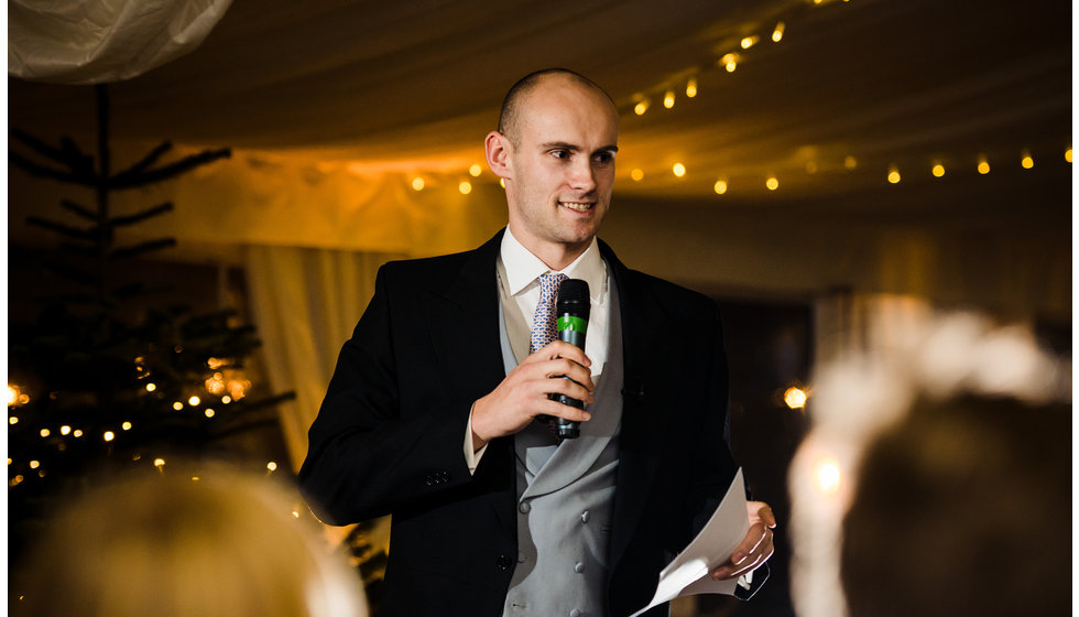 The bride's brother doing the Father of the Bride Speech.