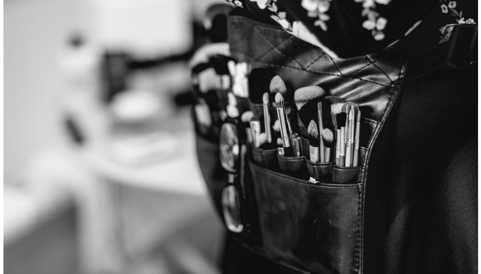 A close up of Sophie's make up brushes.