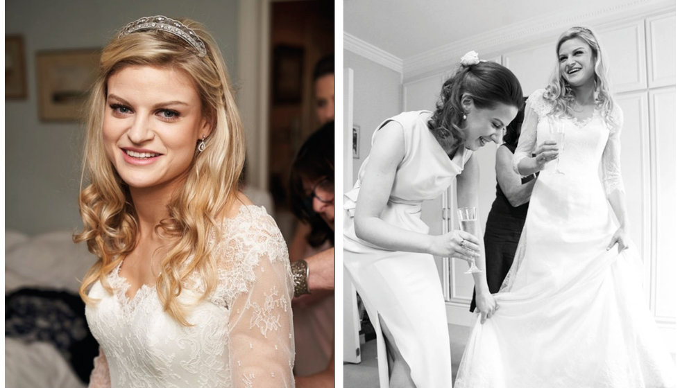 The bride and her sister having had their hair done.