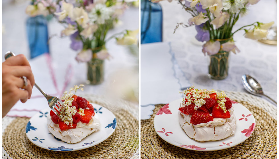 Penny Morrison plates with meringue on.