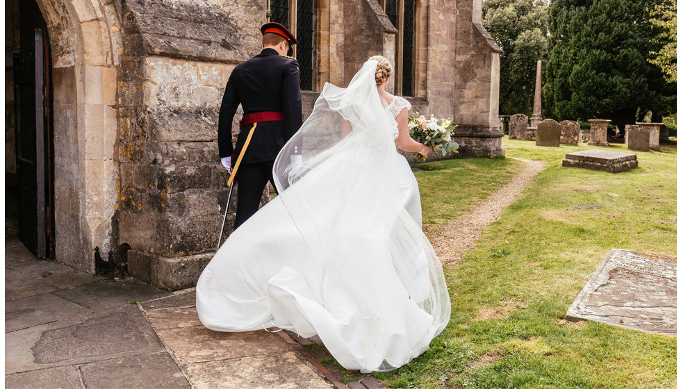 The bride and groom leaving the Church.