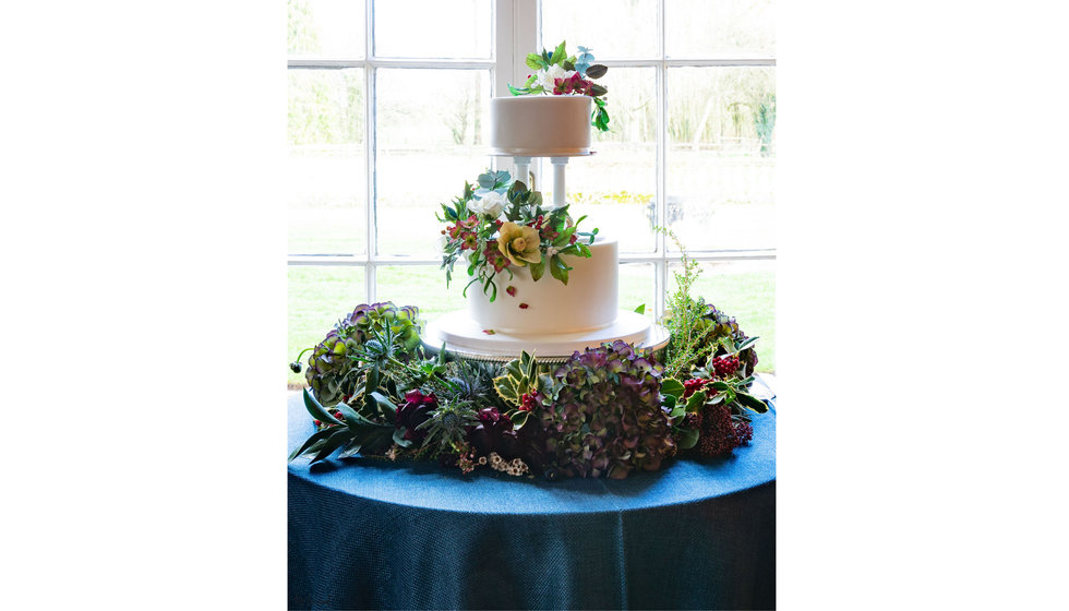 The bride and groom's wedding cake.