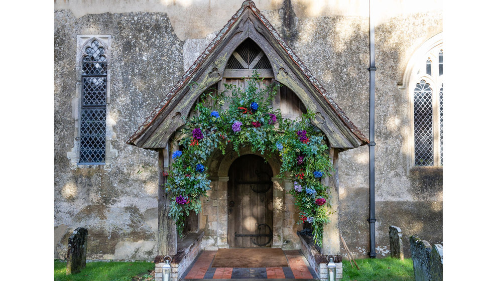 A floral Church outside Edwina's local church.