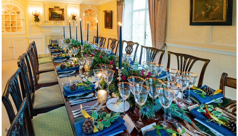 The dinner table for lunch in Edwina's home. 