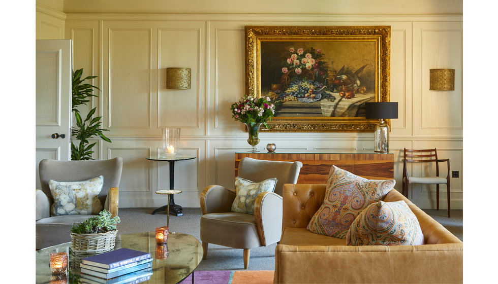 A large sitting room in the Foxhill Manor hotel. 