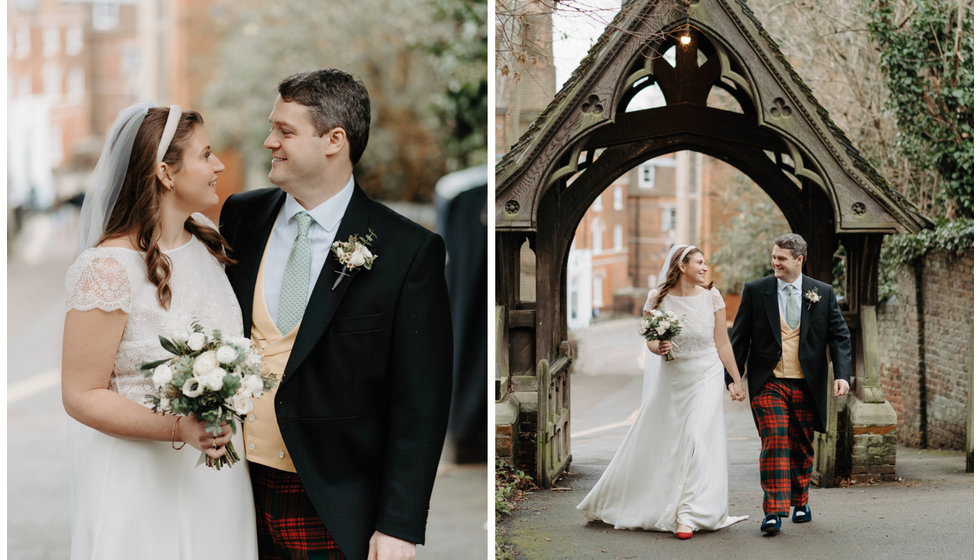 Sarah and Fergus outside the Church.