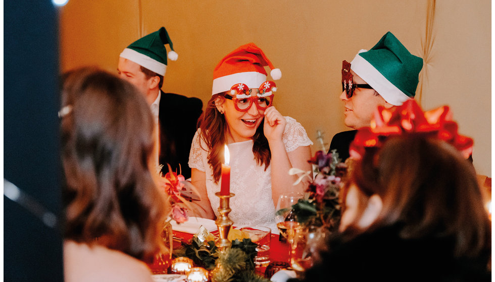 Sarah and Fergus shared an intimate dinner with their friends on the evening of their wedding.