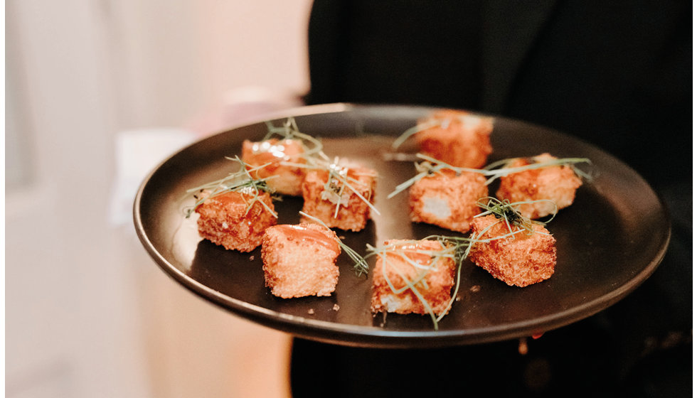 Canapés served at Sarah and Fergus' intimate wedding.