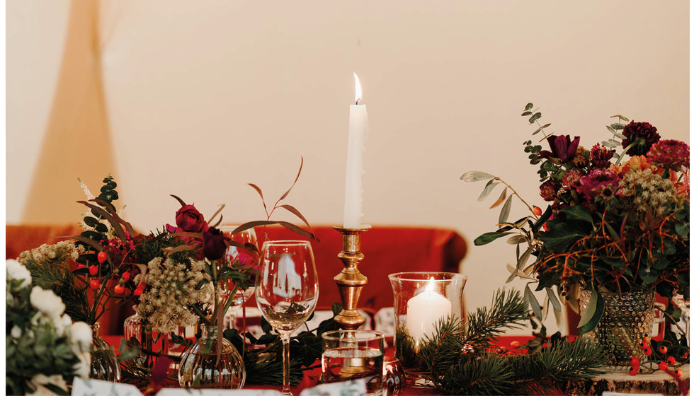 Details on the table at Sarah and Fergus' micro December wedding.