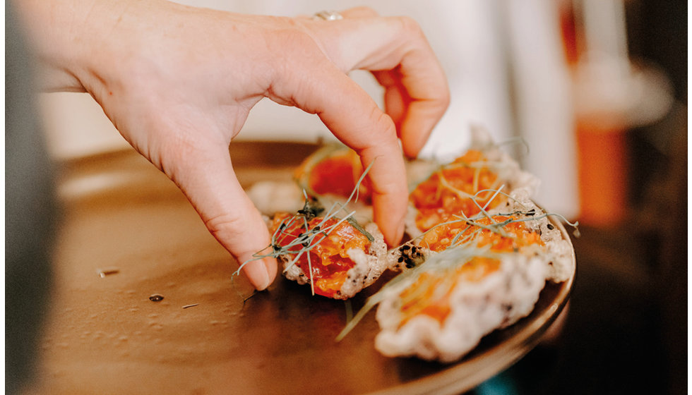 Smoked salmon Canapés served at Sarah and Fergus' intimate wedding.