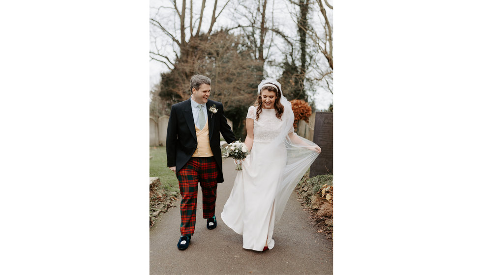 Sarah and Fergus leaving the Church.