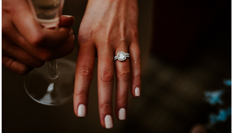 Sophie's diamond wedding and engagement ring. 