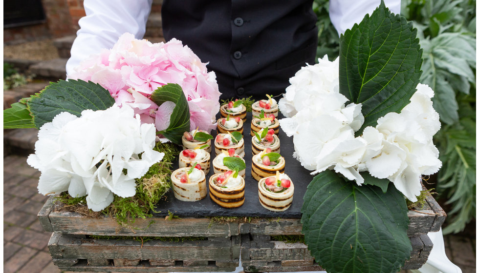 Rolls of canapés at Sarah and Nico's wedding.