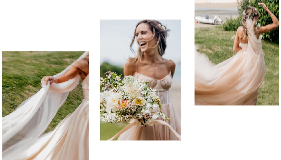 Chloe's pale pink wedding dress