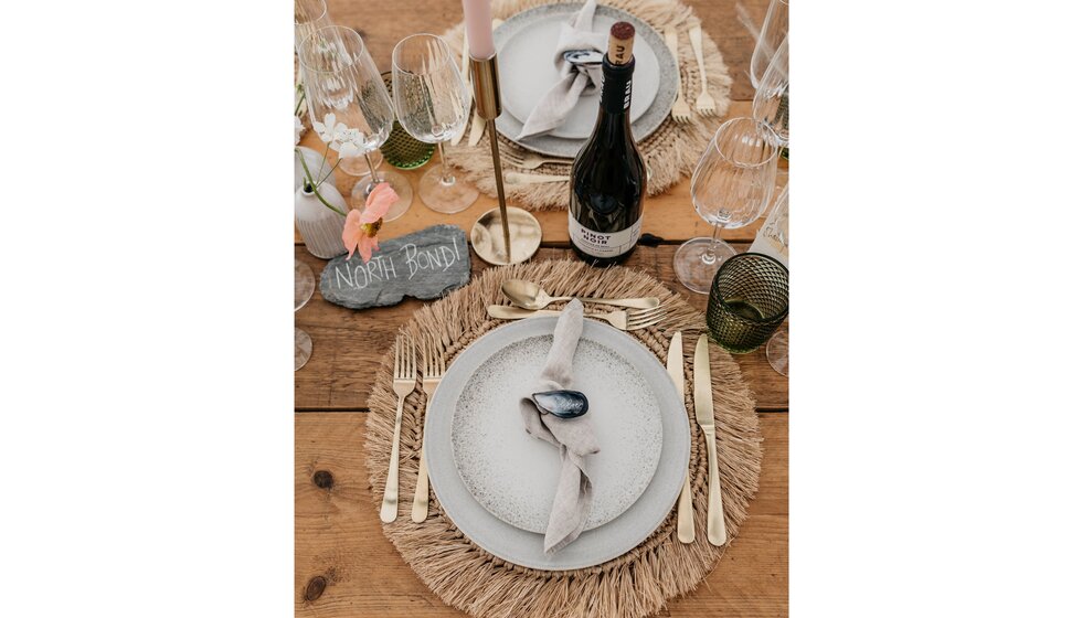 Coastal themed wedding decor for Chloe and Ed's wedding table