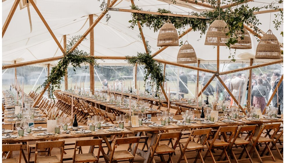 Chloe and Ed's rustic coastal wedding marquee