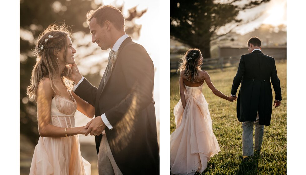 Chloe & Ed - wedding portraits as the sun goes down