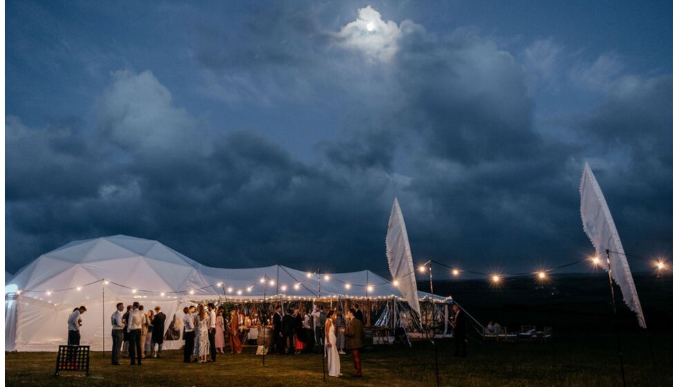 A dome wedding marquee for Chloe and Ed