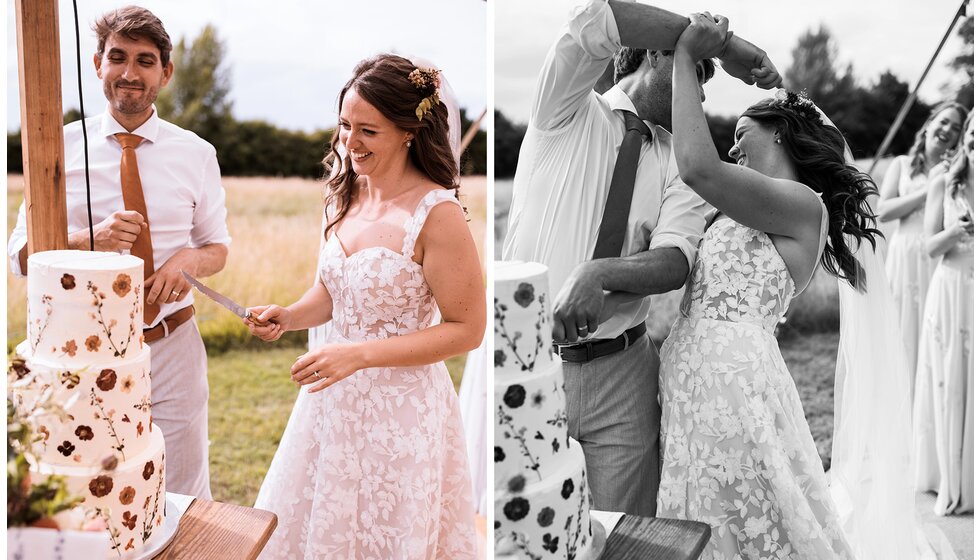 WPC Couple Kate and Andrew’s Sustainable & Locally Sourced Wedding in York: Cutting the Wedding Cake