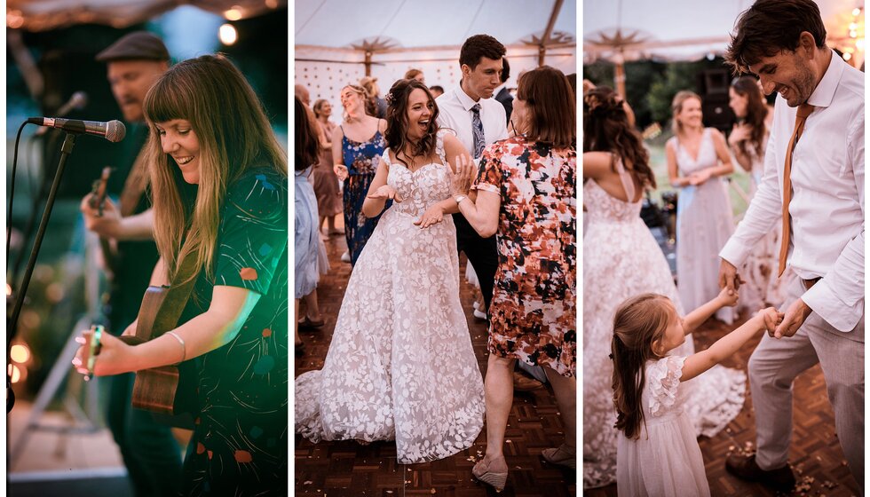 WPC Couple Kate and Andrew’s Sustainable & Locally Sourced Wedding in York: Wedding Band and Dancing