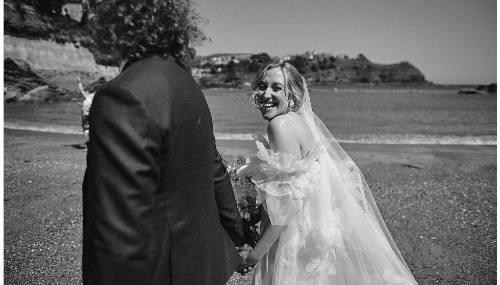 Jessica & Jack’s Idyllic Seaside Wedding in Cornwall: Couple on the Cornish Beach