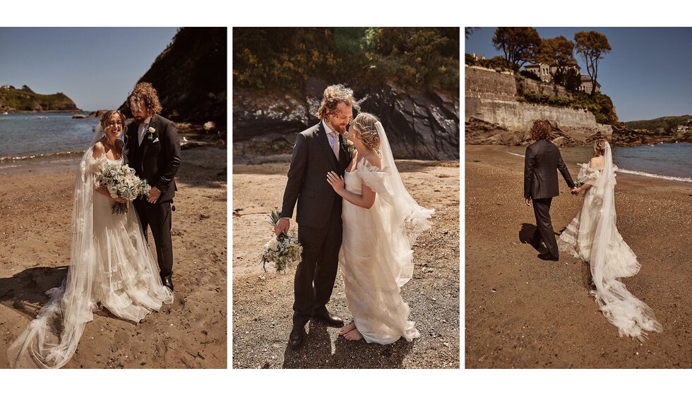 Jessica & Jack’s Idyllic Seaside Wedding in Cornwall: Couple on the Cornish Beach