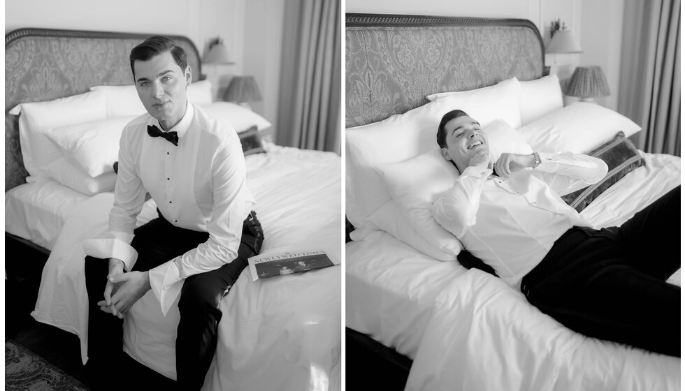 Sam & Rachel’s Old Hollywood Glam inspired London Wedding: Groom Getting Ready