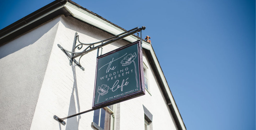 The Wedding Present Cafe with modern calligraphy signs by ERA calligraphy.