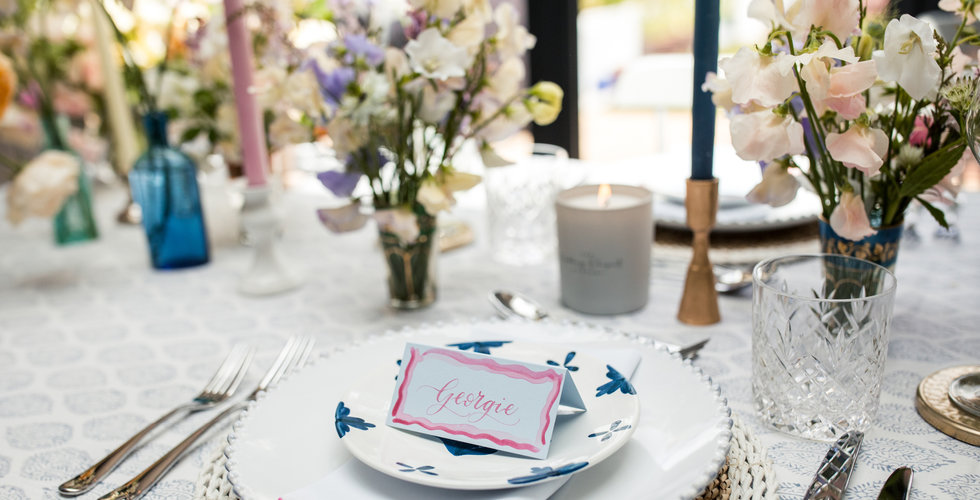 A table laid with tableware from The Wedding Present Company. 