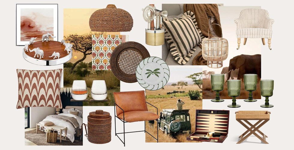 Travel Escapism Inspiration: Moodboard Collage with Products and Escapism-Inspired Products